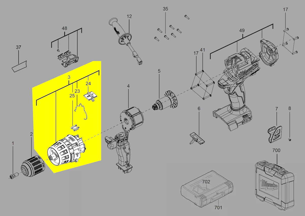 Boite engrenages transmission réf. 4931453255 Milwaukee